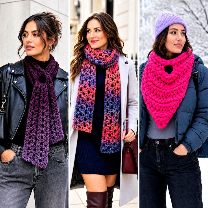 15 Cari Keyhole Crochet Scarf Outfit Ideas for Cozy Style