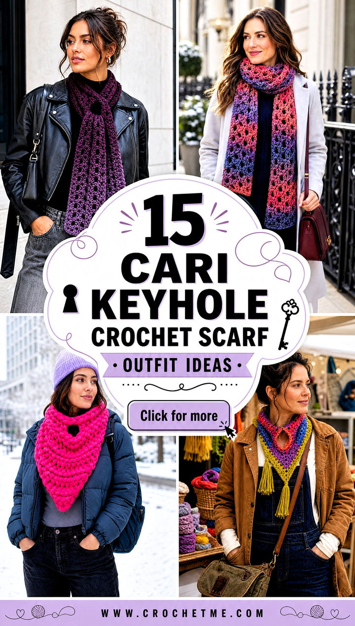 15 Cari Keyhole Crochet Scarf outfit ideas - 15 Cari Keyhole Crochet Scarf outfit ideas