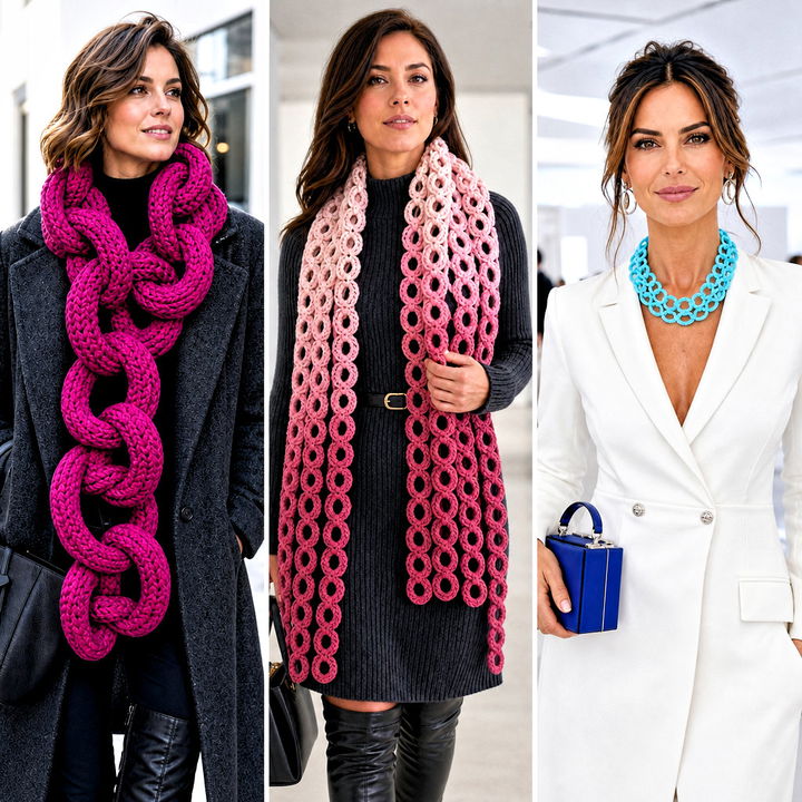 15 Chain Link Crochet Scarf Outfit Ideas for Chic Fall Layers