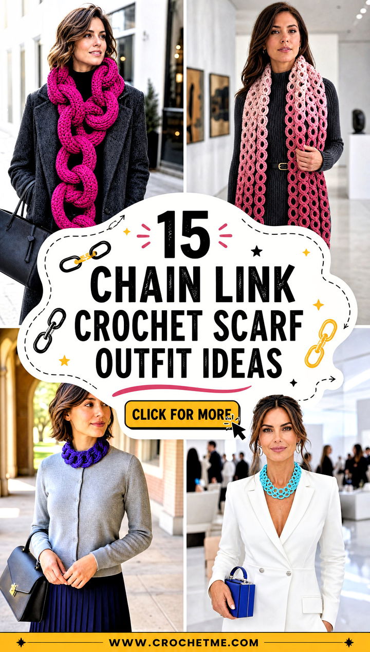 15 Chain Link Crochet Scarf outfit ideas - 15 Chain Link Crochet Scarf outfit ideas