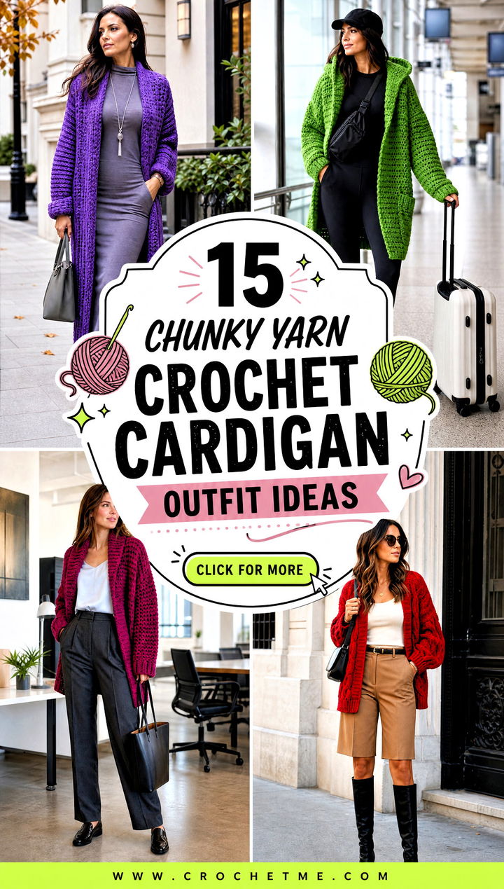 15 Chunky Yarn Crochet Cardigan outfit ideas - 15 Chunky Yarn Crochet Cardigan outfit ideas