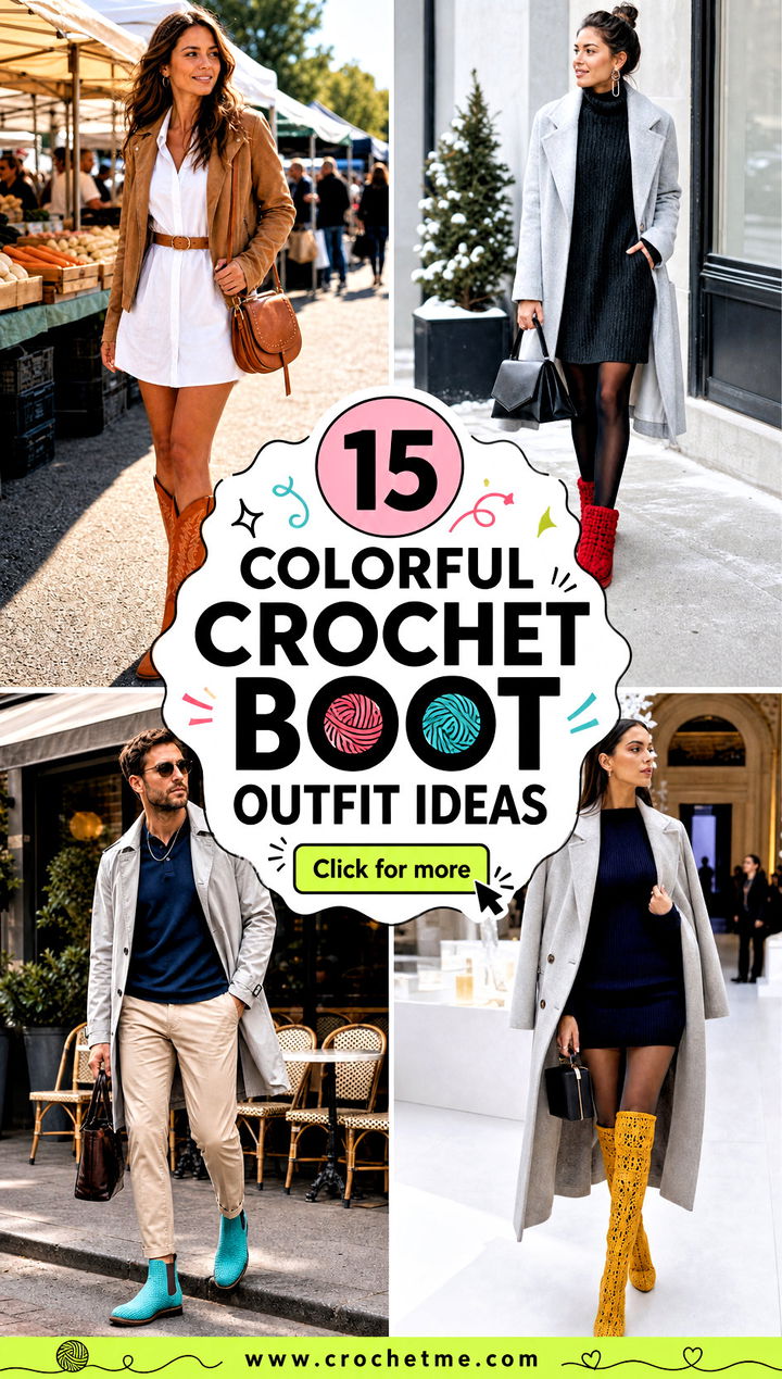15 Colorful Crochet Boot outfit ideas - 15 Colorful Crochet Boot outfit ideas