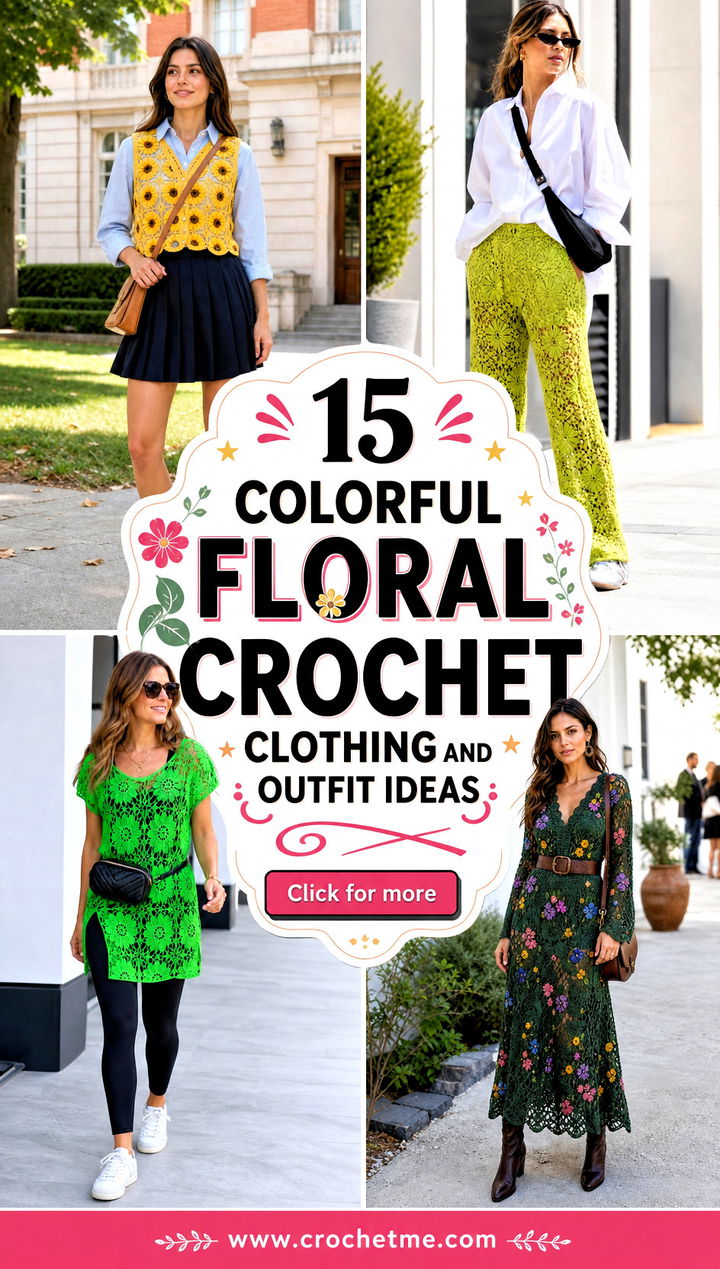 15 Colorful Floral Crochet Clothing and outfit ideas - 15 Colorful Floral Crochet Clothing and outfit ideas