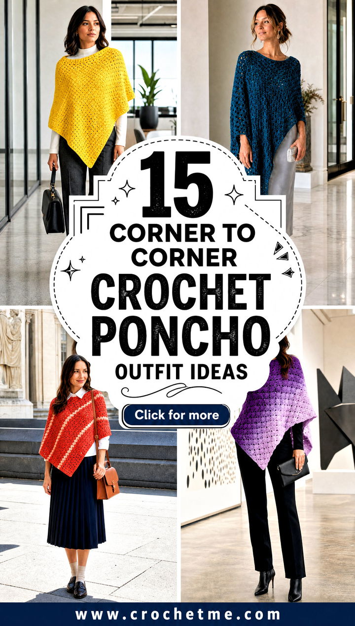 15 Corner To Corner Crochet Poncho outfit ideas - 15 Corner To Corner Crochet Poncho outfit ideas
