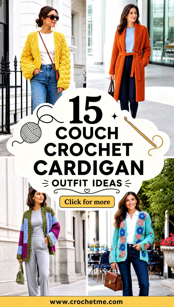15 Couch Crochet Cardigan outfit ideas - 15 Couch Crochet Cardigan outfit ideas