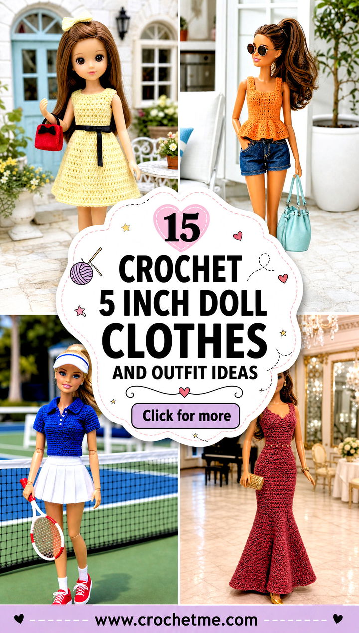 15 Crochet 5 Inch Doll Clothes and outfit ideas - 15 Crochet 5 Inch Doll Clothes and outfit ideas