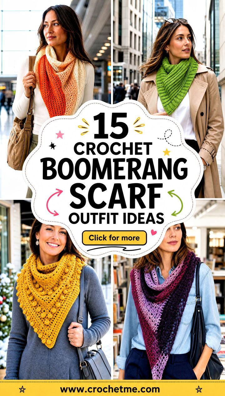 15 Crochet Boomerang Scarf outfit ideas - 15 Crochet Boomerang Scarf outfit ideas