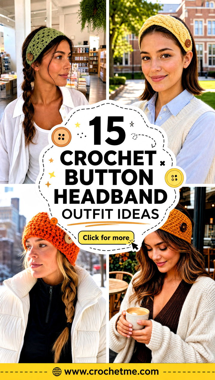 15 Crochet Button Headband outfit ideas - 15 Crochet Button Headband outfit ideas