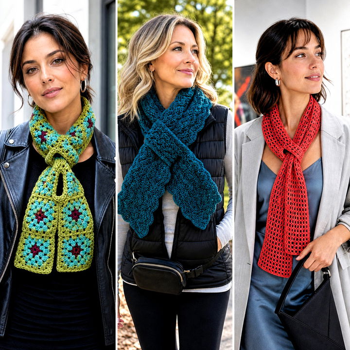 15 Crochet Button Hole Scarf Outfit Ideas for Cold Days