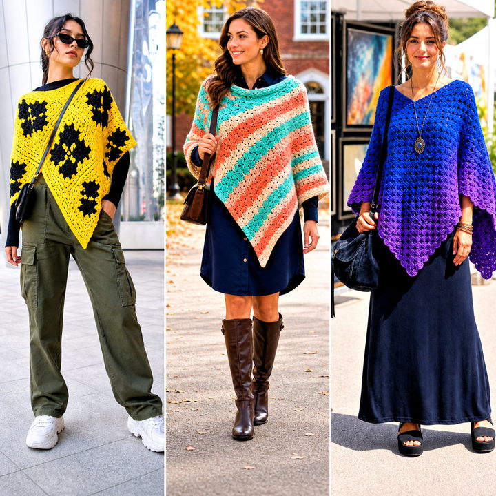 15 Crochet C2C Poncho Outfit Ideas for Chic Cozy Layering