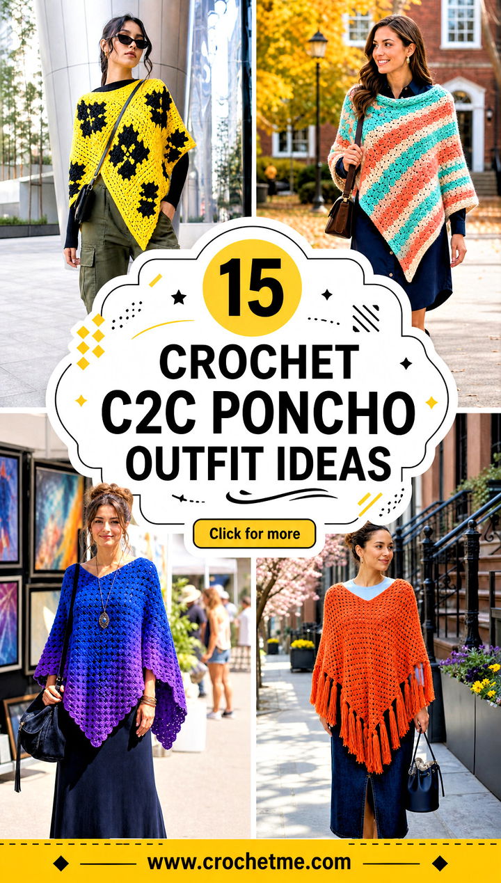 15 Crochet C2C Poncho outfit ideas - 15 Crochet C2C Poncho outfit ideas