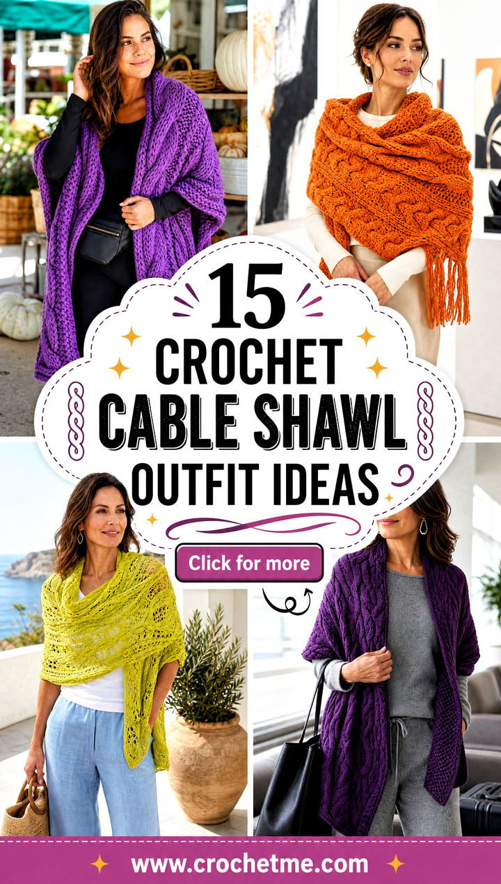 15 Crochet Cable Shawl outfit ideas - 15 Crochet Cable Shawl outfit ideas