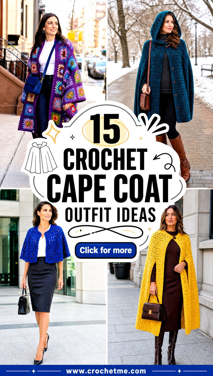 15 Crochet Cape Coat outfit ideas - 15 Crochet Cape Coat outfit ideas