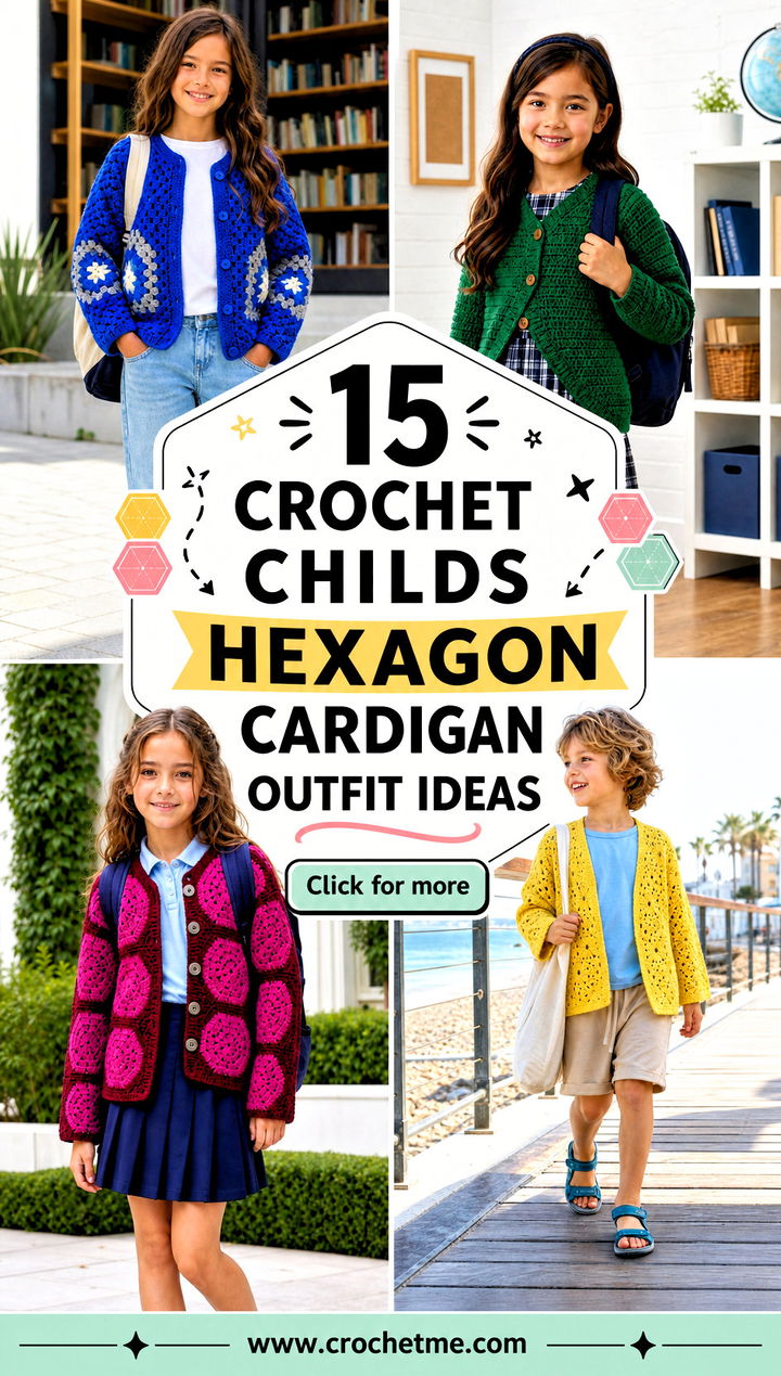 15 Crochet Childs Hexagon Cardigan outfit ideas - 15 Crochet Childs Hexagon Cardigan outfit ideas