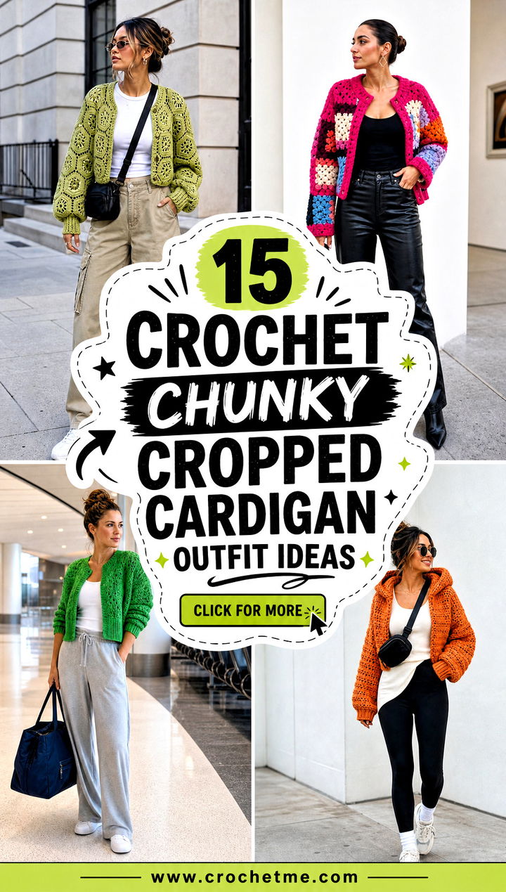 15 Crochet Chunky Cropped Cardigan outfit ideas - 15 Crochet Chunky Cropped Cardigan outfit ideas