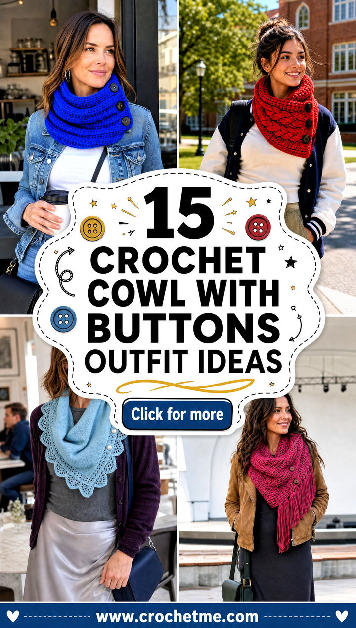 15 Crochet Cowl With Buttons outfit ideas - 15 Crochet Cowl With Buttons outfit ideas