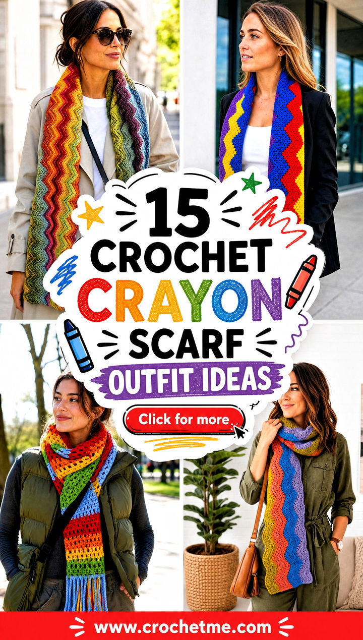 15 Crochet Crayon Scarf outfit ideas - 15 Crochet Crayon Scarf outfit ideas