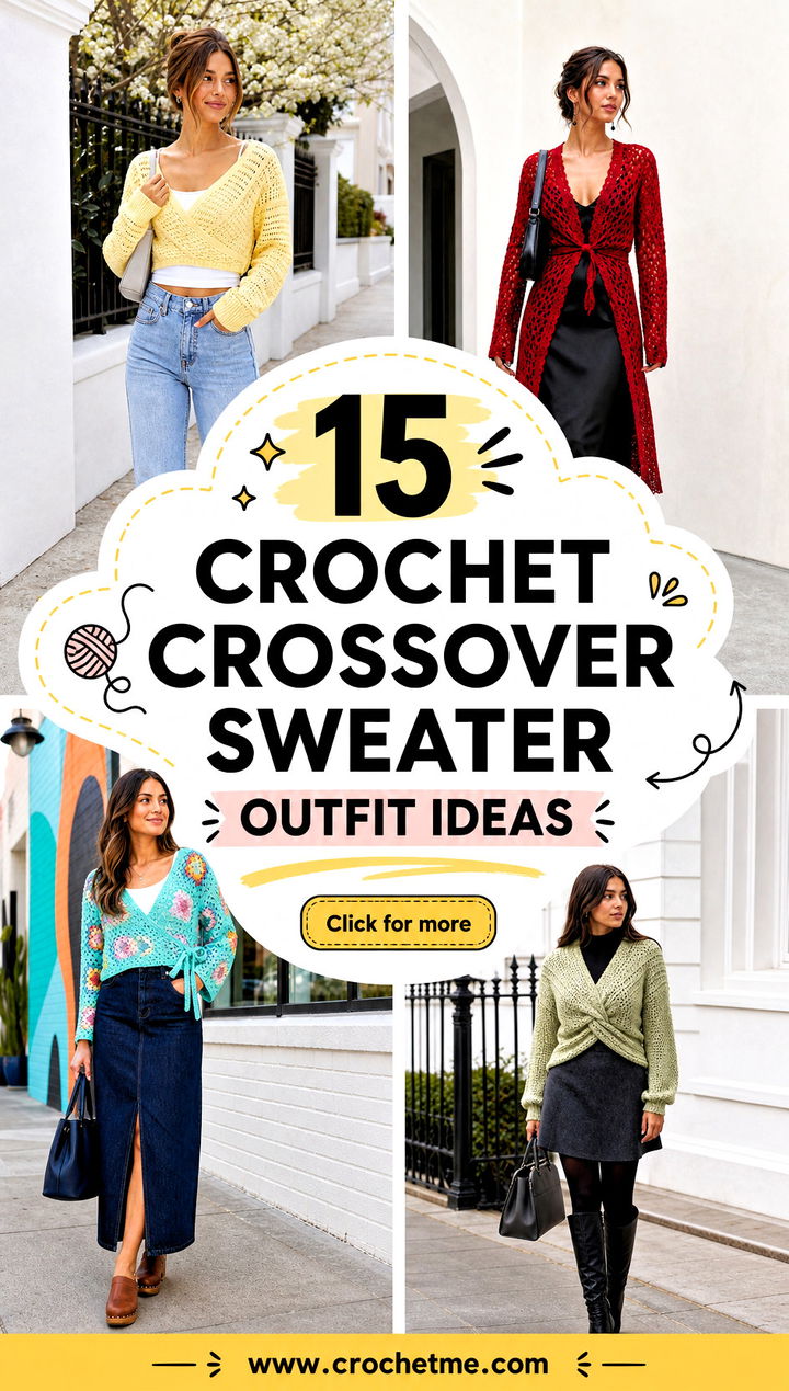 15 Crochet Crossover Sweater outfit ideas - 15 Crochet Crossover Sweater outfit ideas