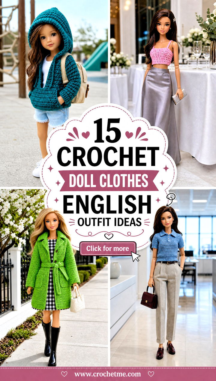 15 Crochet Doll Clothes English outfit ideas - 15 Crochet Doll Clothes English outfit ideas