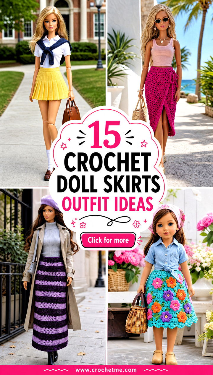 15 Crochet Doll Skirts outfit ideas - 15 Crochet Doll Skirts outfit ideas