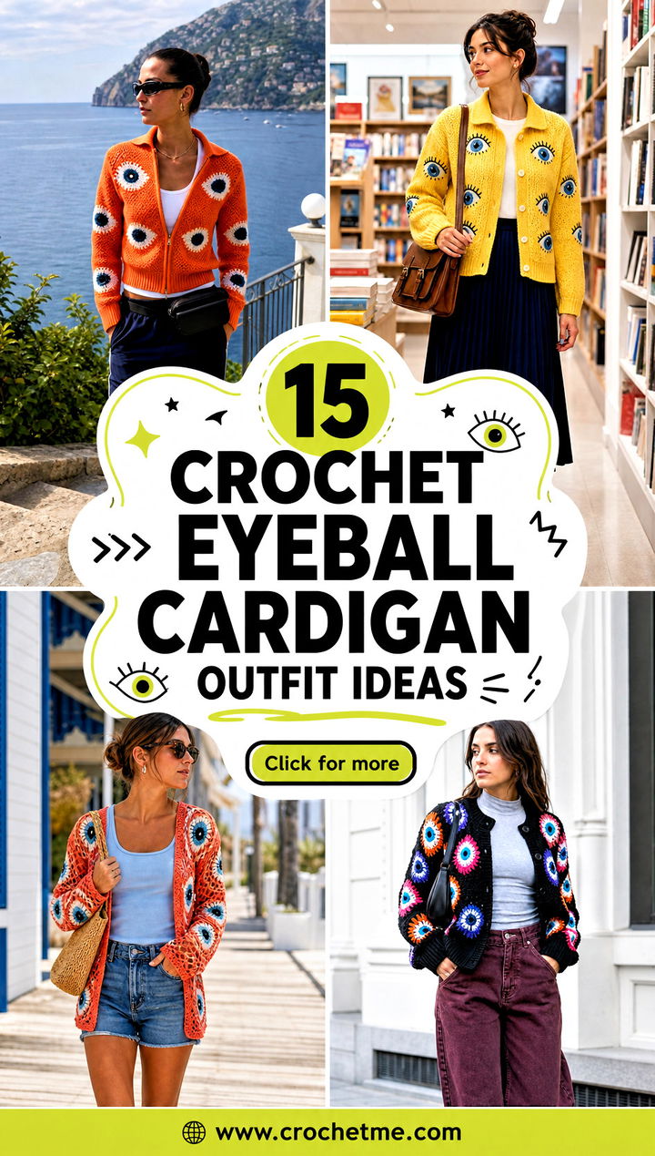 15 Crochet Eyeball Cardigan outfit ideas - 15 Crochet Eyeball Cardigan outfit ideas