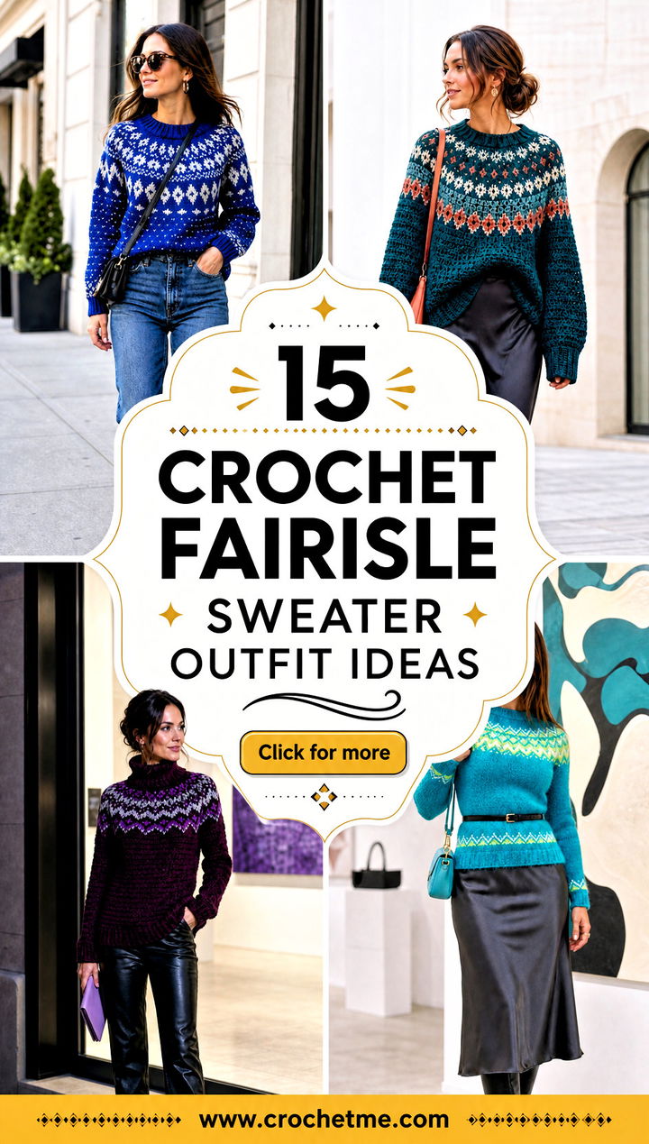 15 Crochet Fairisle Sweater outfit ideas - 15 Crochet Fairisle Sweater outfit ideas