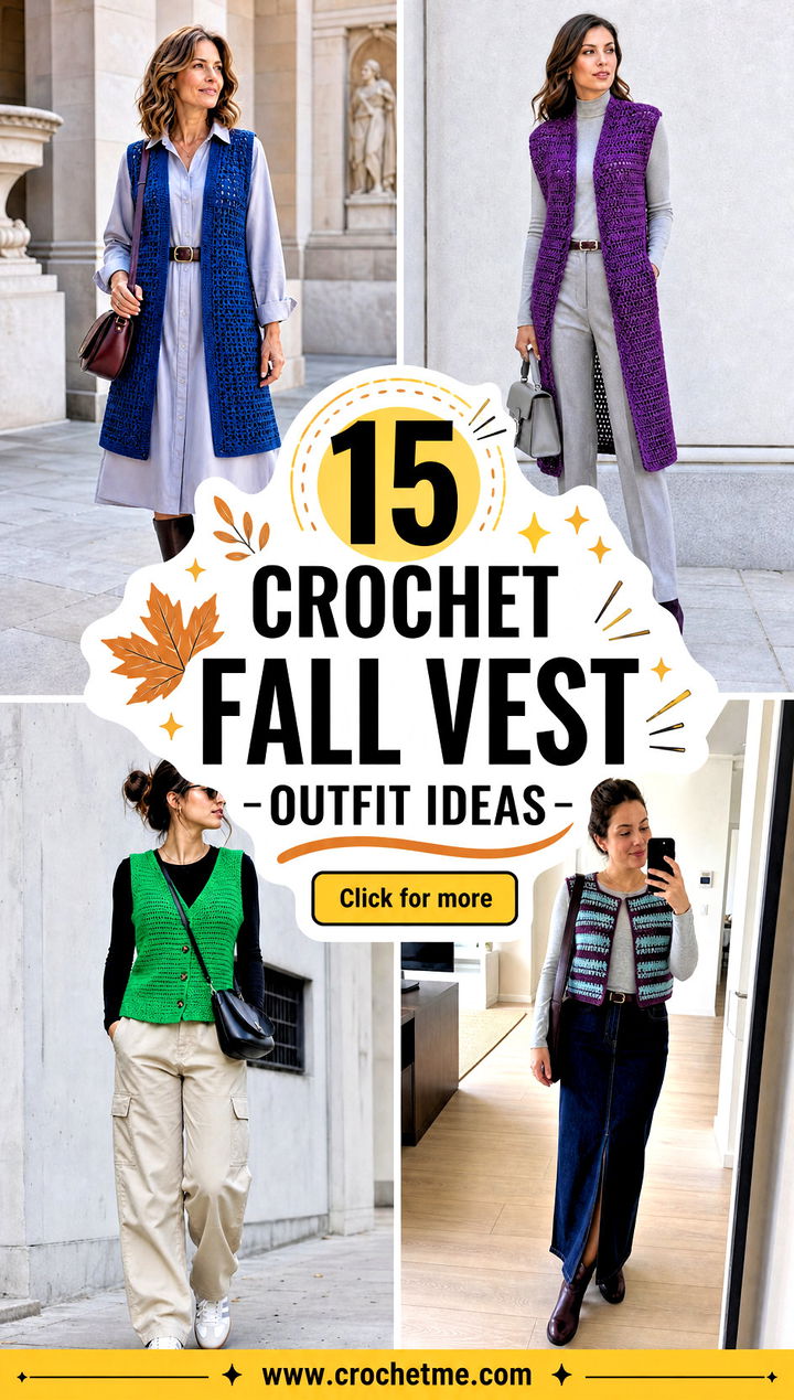 15 Crochet Fall Vest outfit ideas - 15 Crochet Fall Vest outfit ideas