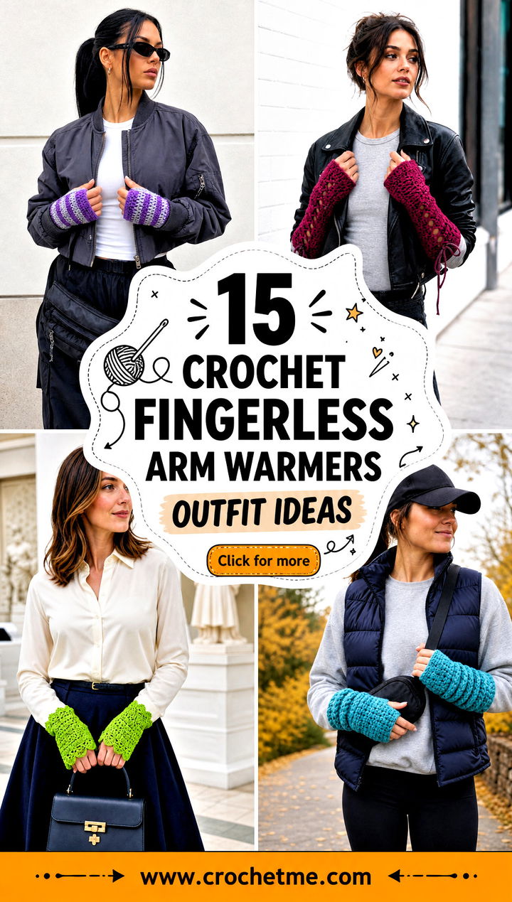15 Crochet Fingerless Arm Warmers outfit ideas - 15 Crochet Fingerless Arm Warmers outfit ideas