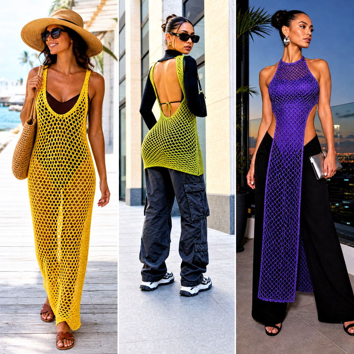 15 Crochet Fishnet Dress Outfit Ideas for Festival Season