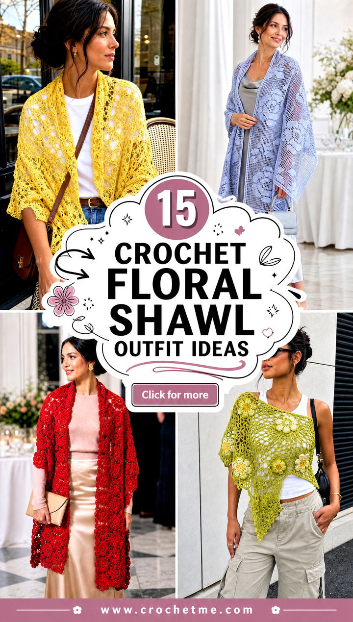15 Crochet Floral Shawl outfit ideas - 15 Crochet Floral Shawl outfit ideas