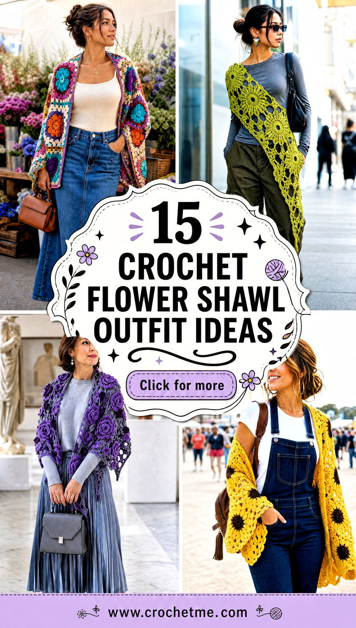15 Crochet Flower Shawl outfit ideas - 15 Crochet Flower Shawl outfit ideas