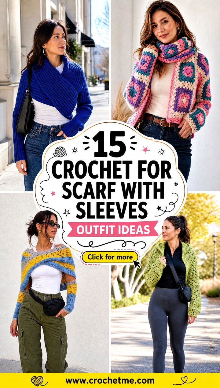 15 Crochet For Scarf With Sleeves outfit ideas - 15 Crochet For Scarf With Sleeves outfit ideas