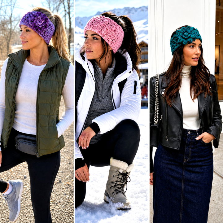 15 Crochet Frosted Petals Ear Warmer Outfit Ideas for Winter