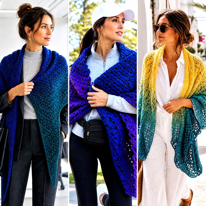 15 Crochet Gradient Shawl Outfit Ideas for Elegant Layers