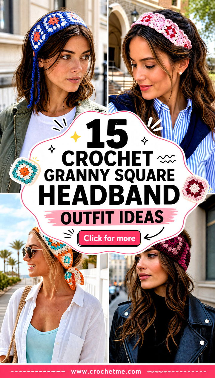 15 Crochet Granny Square Headband outfit ideas - 15 Crochet Granny Square Headband outfit ideas