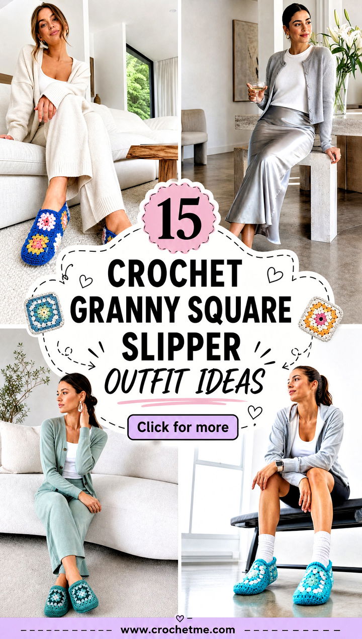 15 Crochet Granny Square Slipper outfit ideas - 15 Crochet Granny Square Slipper outfit ideas