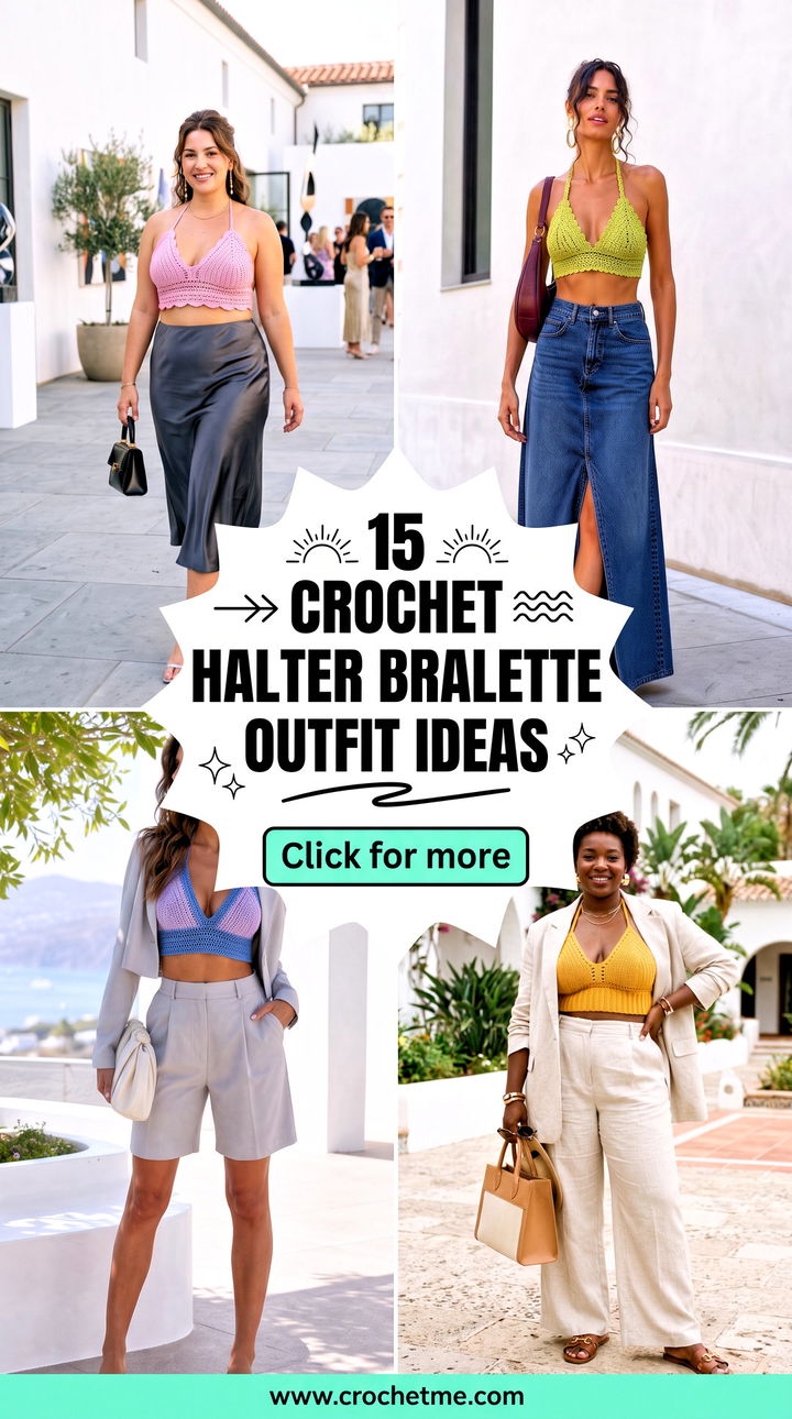 15 Crochet Halter Bralette outfit ideas - 15 Crochet Halter Bralette outfit ideas