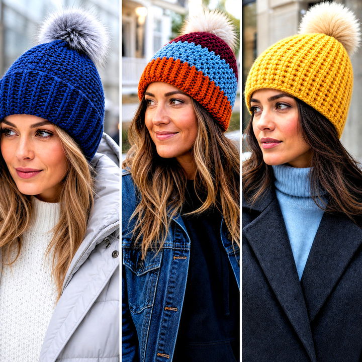 15 Crochet Hat With Fur Pom Pom Outfit Ideas for Cozy Style