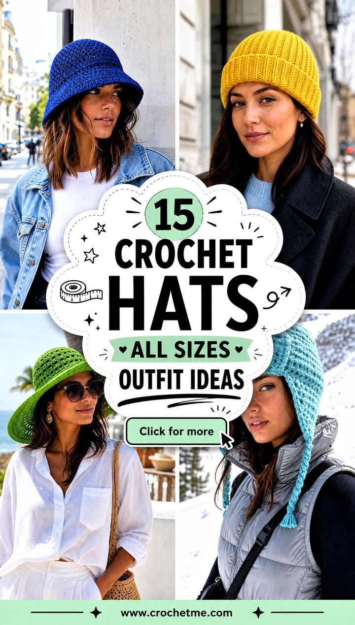 15 Crochet Hats All Sizes outfit ideas - 15 Crochet Hats All Sizes outfit ideas