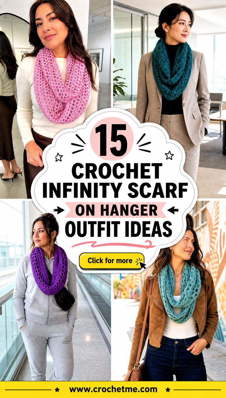 15 Crochet Infinity Scarf On Hanger outfit ideas - 15 Crochet Infinity Scarf On Hanger outfit ideas