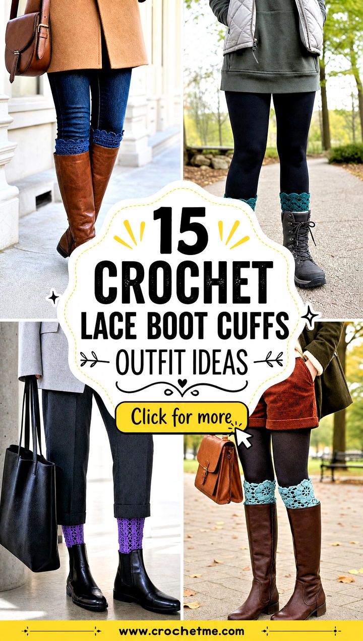 15 Crochet Lace Boot Cuffs outfit ideas - 15 Crochet Lace Boot Cuffs outfit ideas