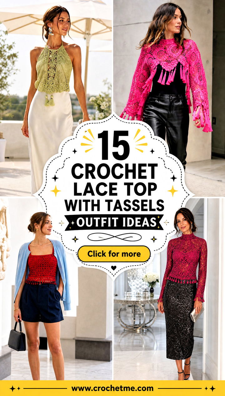 15 Crochet Lace Top With Tassels outfit ideas - 15 Crochet Lace Top With Tassels outfit ideas