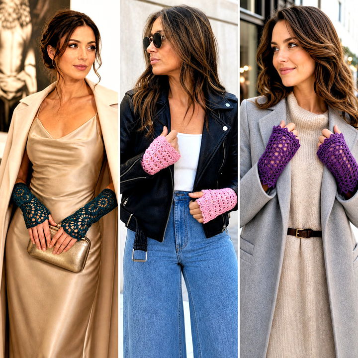 15 Crochet Lacy Fingerless Gloves Outfit Ideas for Cozy Fall Days