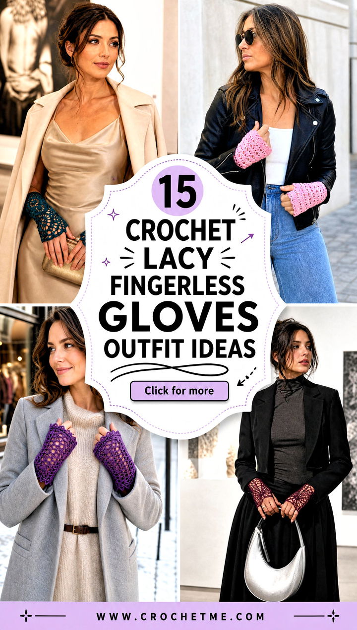 15 Crochet Lacy Fingerless Gloves outfit ideas - 15 Crochet Lacy Fingerless Gloves outfit ideas