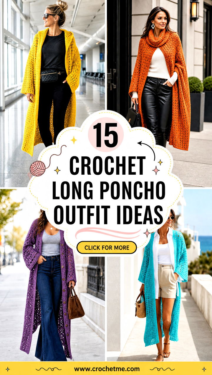 15 Crochet Long Poncho outfit ideas - 15 Crochet Long Poncho outfit ideas