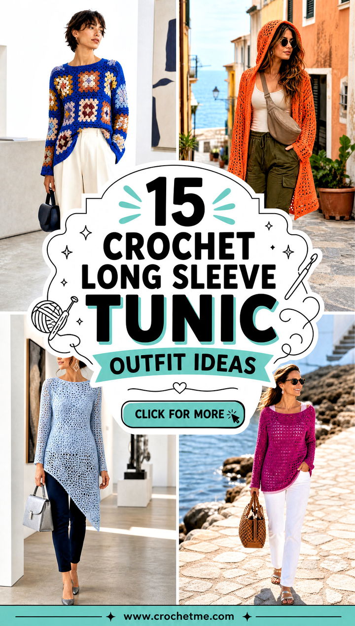 15 Crochet Long Sleeve Tunic outfit ideas - 15 Crochet Long Sleeve Tunic outfit ideas