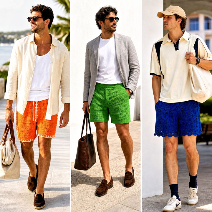 15 Crochet Mens Shorts For Men Outfit Ideas for Summer Style