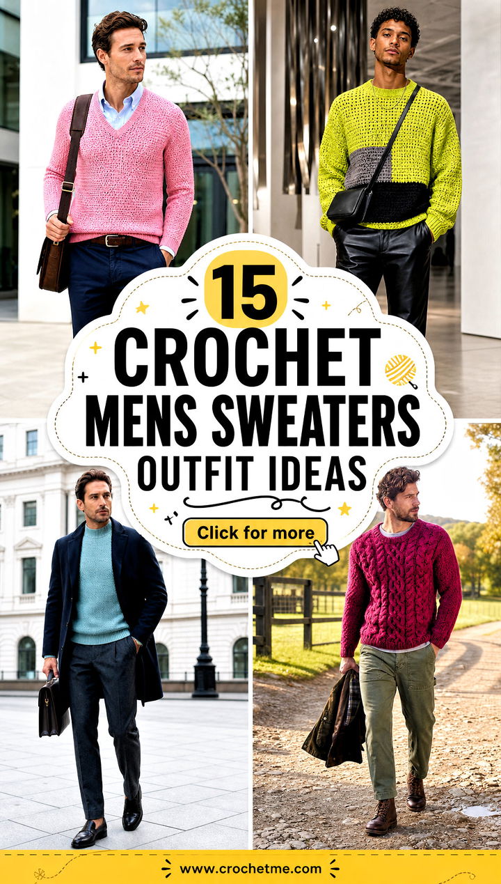 15 Crochet Mens Sweaters outfit ideas - 15 Crochet Mens Sweaters outfit ideas