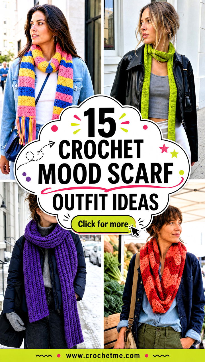 15 Crochet Mood Scarf outfit ideas - 15 Crochet Mood Scarf outfit ideas
