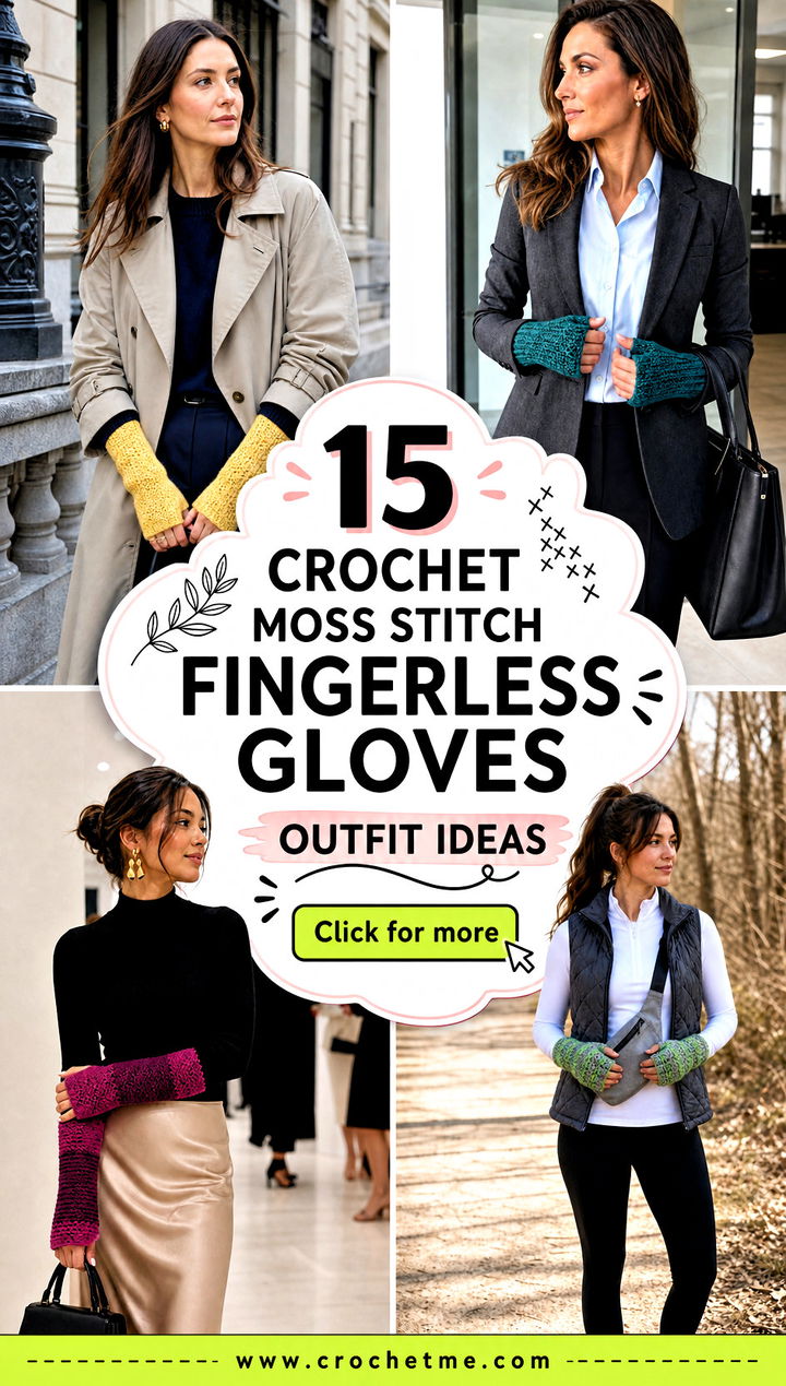 15 Crochet Moss Stitch Fingerless Gloves outfit ideas - 15 Crochet Moss Stitch Fingerless Gloves outfit ideas